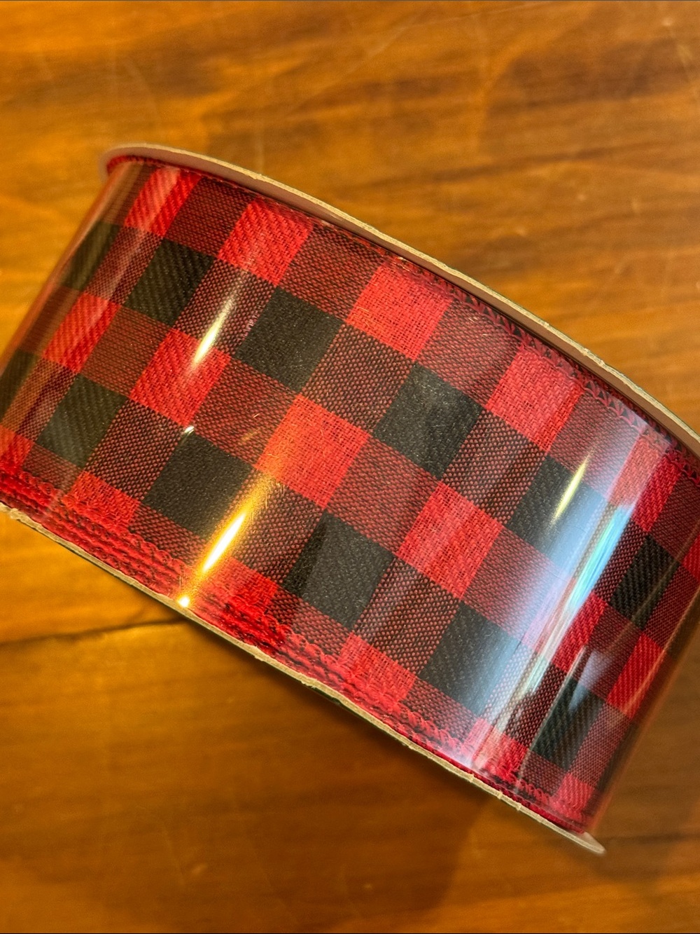 NIP Kirkland Signature Wired Black Red Buffalo Check Holiday 50 yds 2.5” Wide